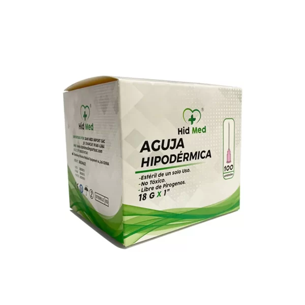 aguja hipodermica descartable 18G x 1" CAJA x 100 unidades