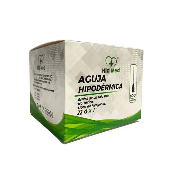 aguja hipodermica descartables 22g x 1" caja x 100 unidades